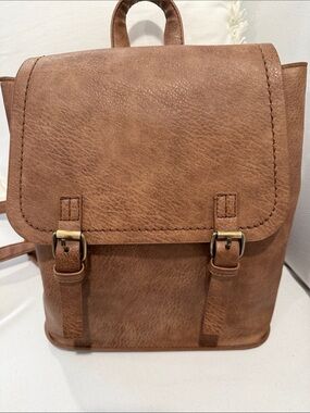 Men's Brown Faux Leather Backpack/ Shoulder Bag/ Cross body Bag